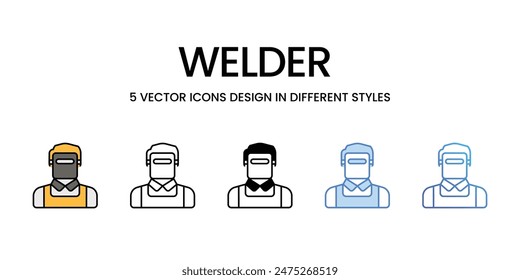 Iconos de soldador conjunto de Vector ilustración de stock.