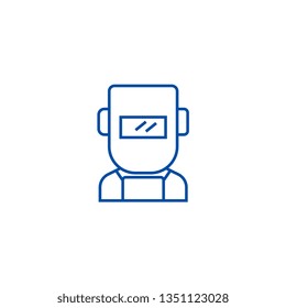 Welder line icon concept. Welder flat  vector symbol, sign, outline illustration.