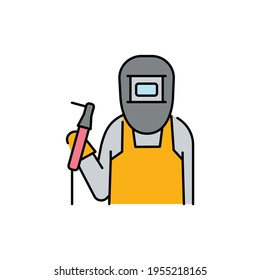 Welder сolor line icon. Pictogram for web page, mobile app, promo. UI UX GUI design element. Editable stroke.