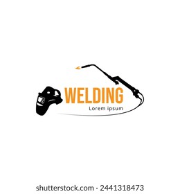 Welder logo design. with welding mask icon, welding job.