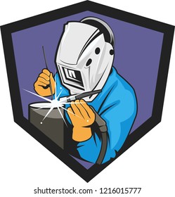 Welder logo illustration on white background