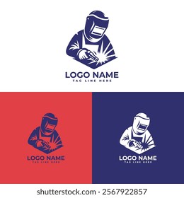 welder logo vector, logo design template