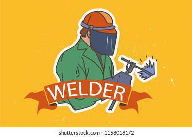 welder, man in mask and uniform.
