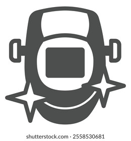 Welder man protective mask solid icon, work safety concept. Vector graphics. Workwear clothes sign on white background, glyph style icon for mobile or web design