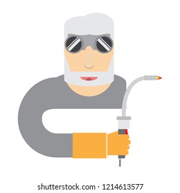 welder man vector illustration flat style side front