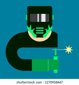 welder man vector illustration flat style side front