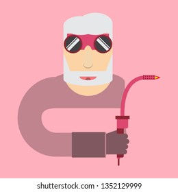 welder man vector illustration flat style side front