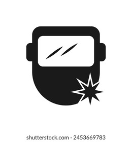 Welder mask. Welding helmet icon flat style isolated on white background. Vector illustration