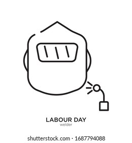 Welder outline. Isolated welder on white background.