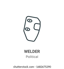 Welder outline vector icon. Thin line black welder icon, flat vector simple element illustration from editable political concept isolated stroke on white background
