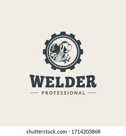 Welder professional logo template Premium Vector