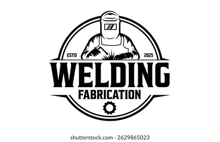 Welder round sign logo design vector template illustration