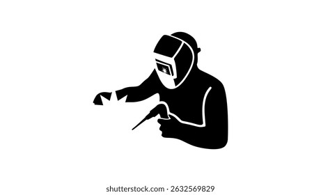 welder symbol , black isolated silhouette