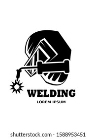Welder tool vector design  Welding torch and spark logo design  Welding work logotype  isolated white background