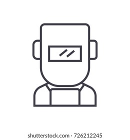 welder vector line icon, sign, illustration on background, editable strokes