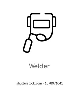 welder vector line icon. Simple element illustration. welder outline icon from political concept. Can be used for web and mobile