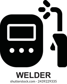 welder, welding, welding mask, welding helmet, welding torch, construction expanded solid or glyph style icon for web mobile app presentation printing