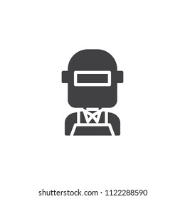 Welder in welding mask vector icon. filled flat sign for mobile concept and web design. welder profession simple solid icon. Symbol, logo illustration. Pixel perfect vector graphics
