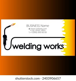 Welder and welding work business card concept