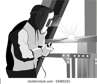 welder at work on white