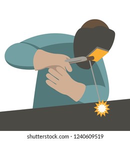 Welder at work ,vector illustration , flat style