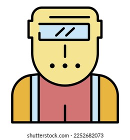 Welder worker icon. Outline welder worker vector icon color flat isolated on white