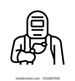 welder worker line icon vector. welder worker sign. isolated contour symbol black illustration