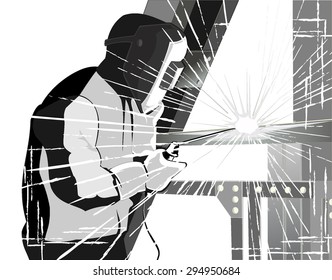 welder at work.grunge style vector