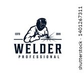 Welder working badge logo design