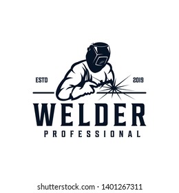 Welder working badge logo design