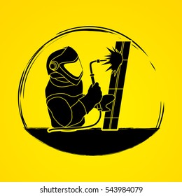 Welder working graphic vector.