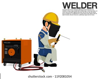 A welder is working on the shop floor