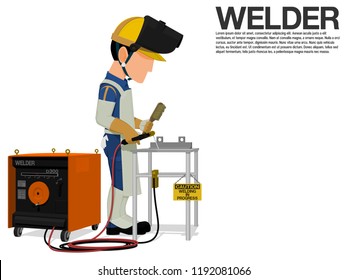 A welder is working on the shop floor