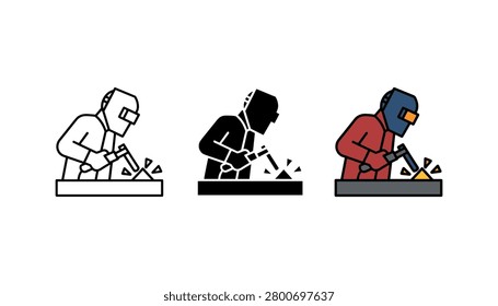 Welder working with tool vector illustration set metalwork industry industrial construction professional protectivegear craftsman manufacturin