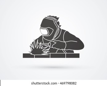 Welder working welding graphic vector