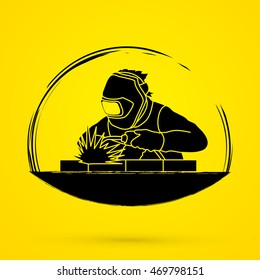 Welder working welding graphic vector