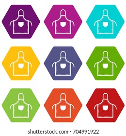 Welding apron icon set many color hexahedron isolated on white vector illustration