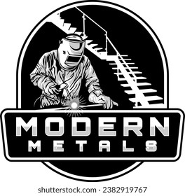 welding arc modern metal illustration logo design vector