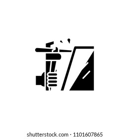 Welding black icon concept. Welding flat  vector symbol, sign, illustration.