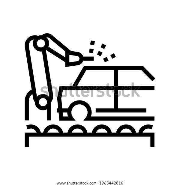 welding car conveyor\
line icon vector. welding car conveyor sign. isolated contour\
symbol black\
illustration