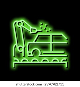 welding car conveyor neon light sign vector. welding car conveyor illustration