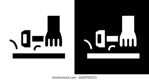 Welding chipping hammer icon concept, vector illustration