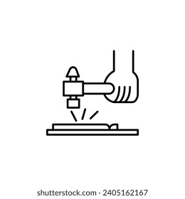 Welding chipping hammer vector icon. Construction hand hammer vector illustration in black and white color.