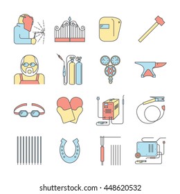 Welding color icon set. Welder symbols. Vector illustration.
