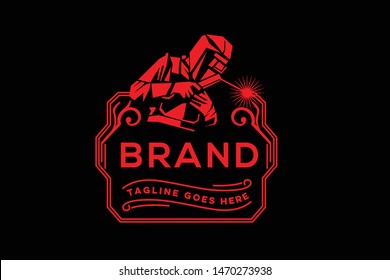 Welding company badge logo design