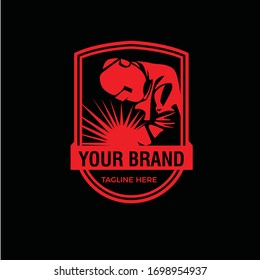 Welding Company Badge Logo Design Silhouette Vetor Stock Livre De Direitos