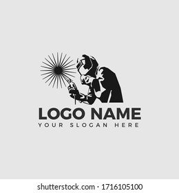 Welding company logo design, CLASSIC WELDER LOGO FRONT VIEW SIMPLE AND CLEAN LOGO ICONIC