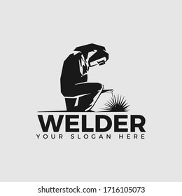 Welding company logo design, WELDER LOGO, silhouette A WORKER, THAT IS SIMPLE AND CLEAN