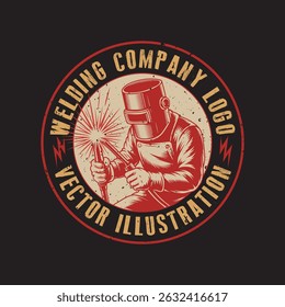 Welding company logo stamp design illustration.