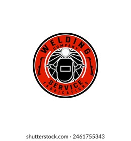 Welding Company Service Training Badge Logo Design Vector Template